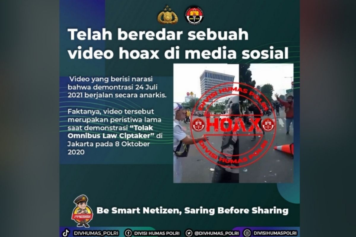 Polri pastikan video rusuh demo hari Ini adalah hoaks