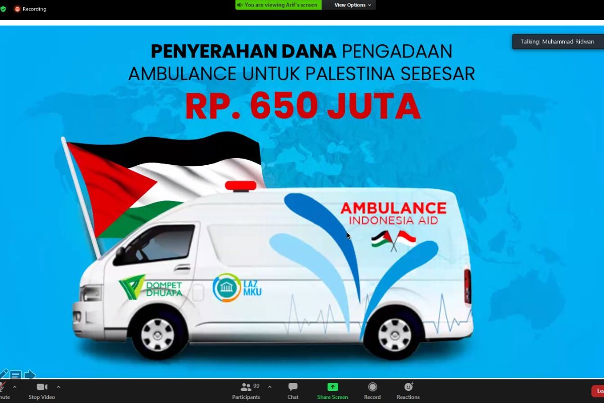 LAZ MKU, BMT dan Dompet Dhuafa hadirkan ambulans bagi rakyat Palestina