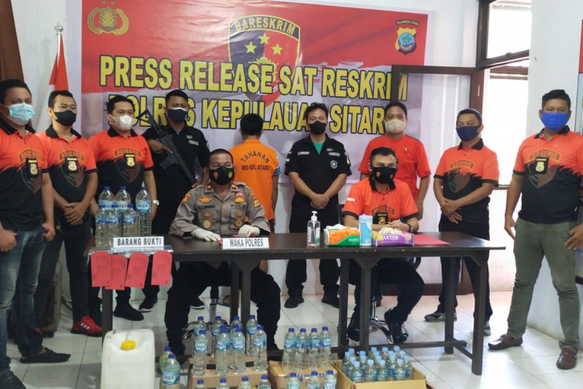 Operasi Pekat Samrat, Polres Sitaro Amankan Ribuan Liter Miras