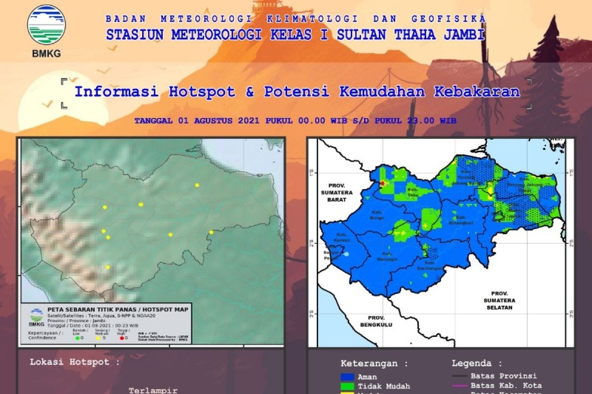 BMKG: Peta hotspot dan potensi kemudahan kebakaran