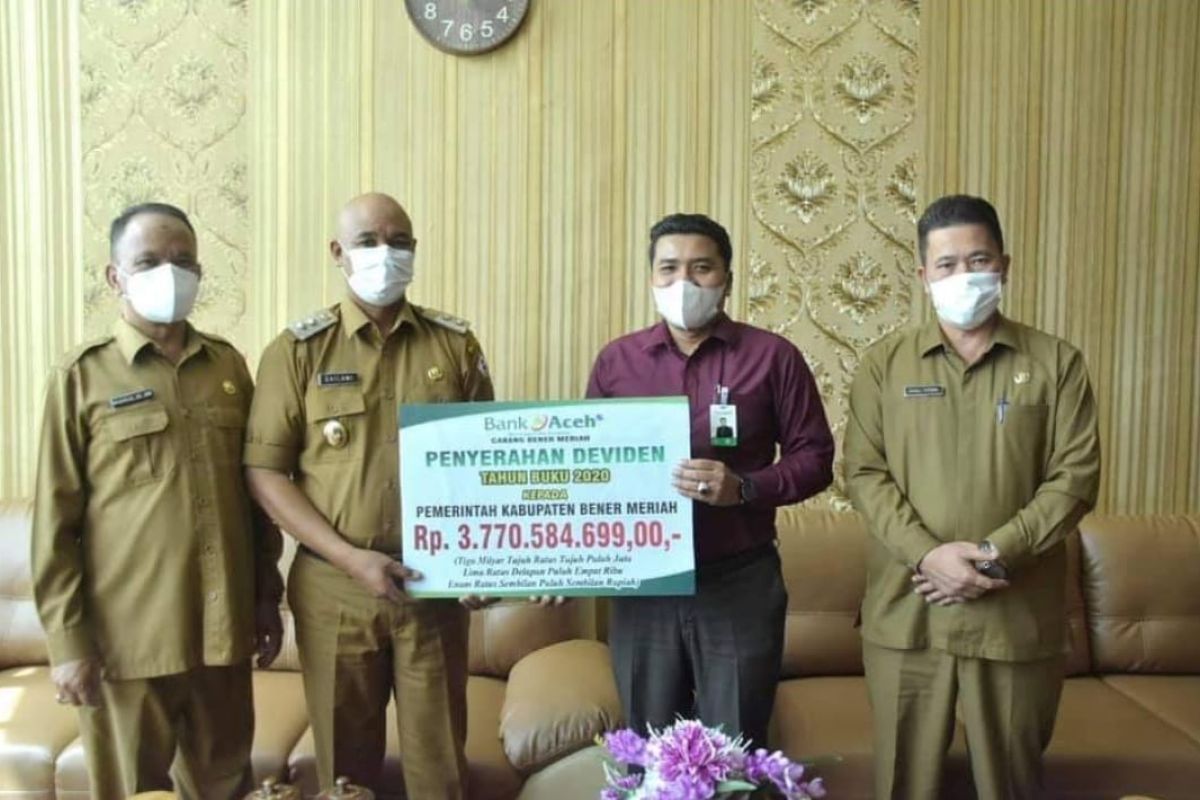 Pemkab Bener Meriah terima deviden Rp3,7 milyar dari Bank Aceh Syariah