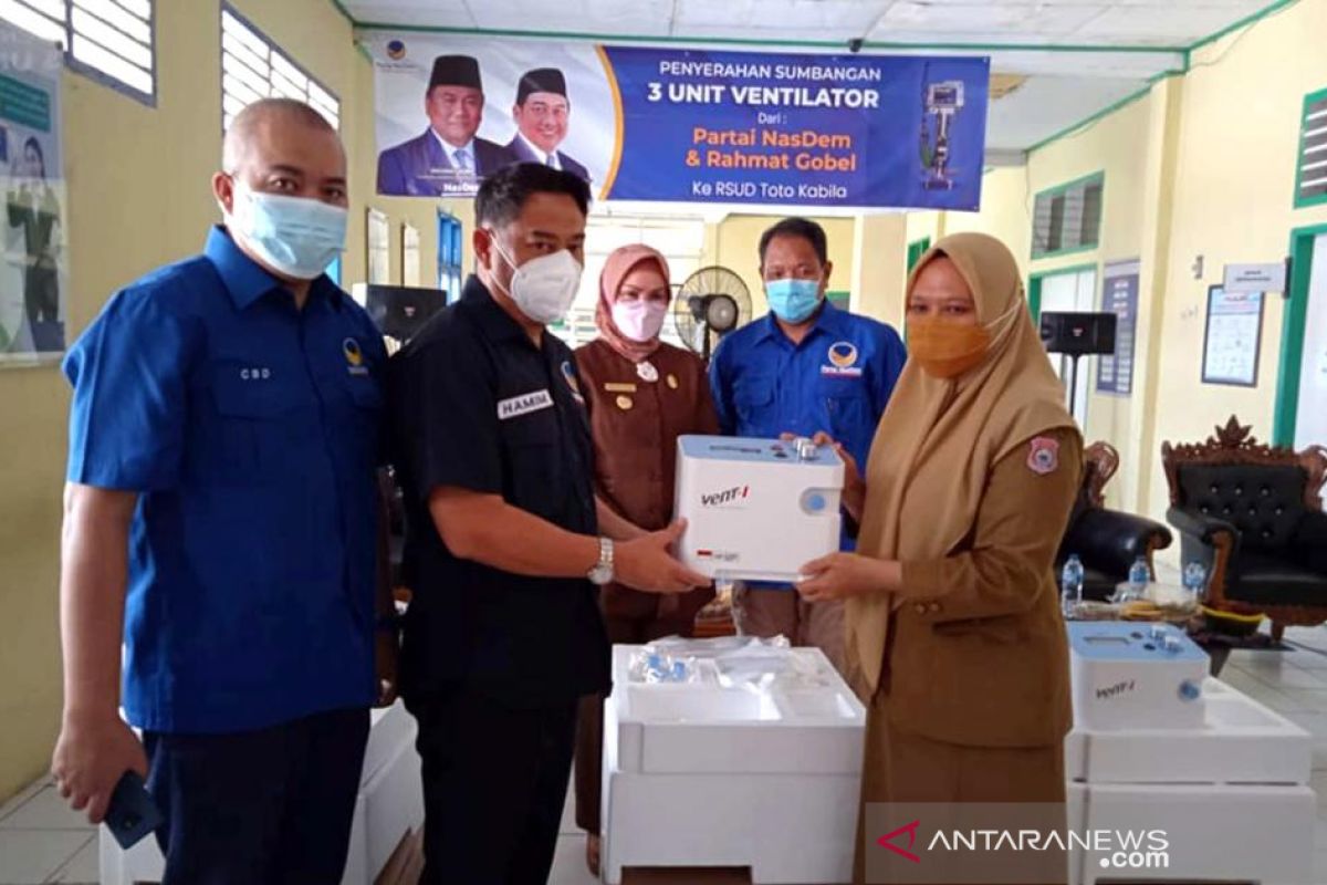 RSUD Toto Kabila terima bantuan ventilator dari Nasdem