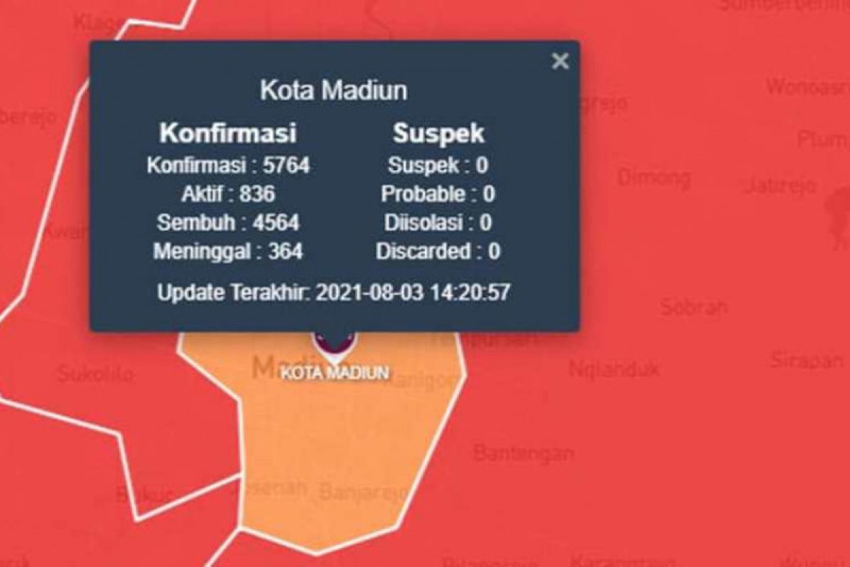 Kota Madiun turun menjadi zona oranye penyebaran COVID-19