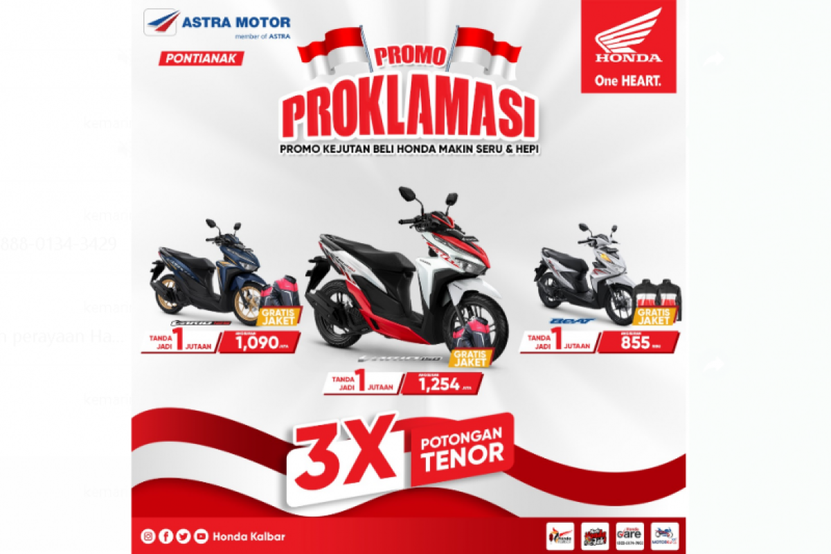 Sambut Hari Kemerdekaan Indonesia, Honda Kalbar beri promo PROKLAMASI