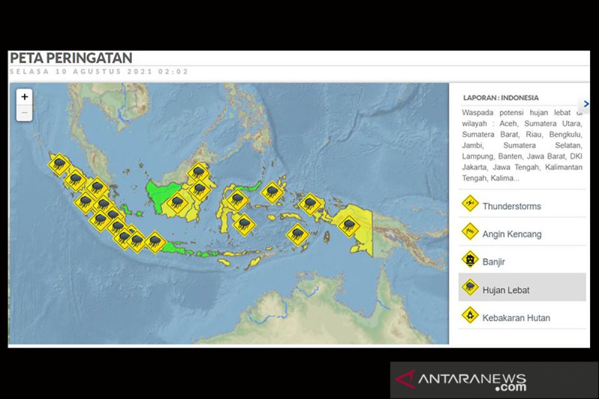 Hujan lebat berpotensi landa sejumlah wilayah Indonesia