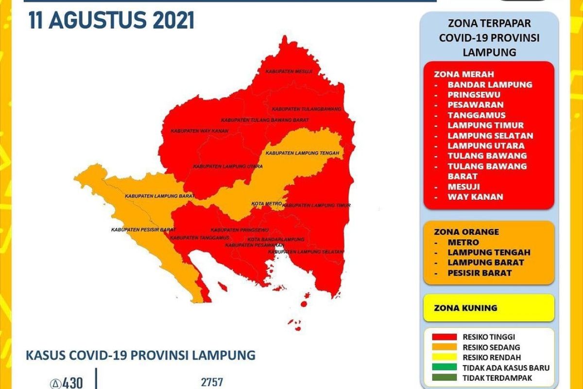 Dinkes: Kasus harian COVID-19 bertambah 450, terbanyak dari Bandarlampung