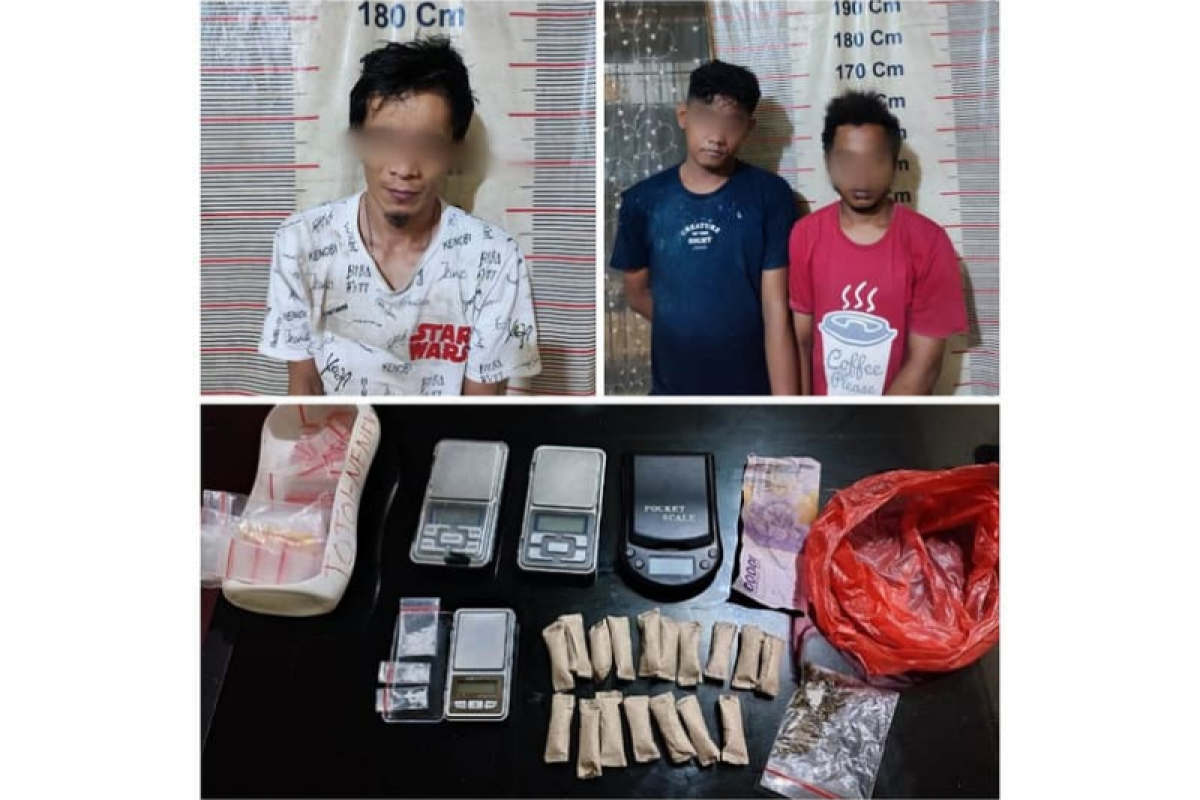 Polsek Tanjung Pura Langkat tangkap tiga tersangka pemilik sabu-sabu dan ganja