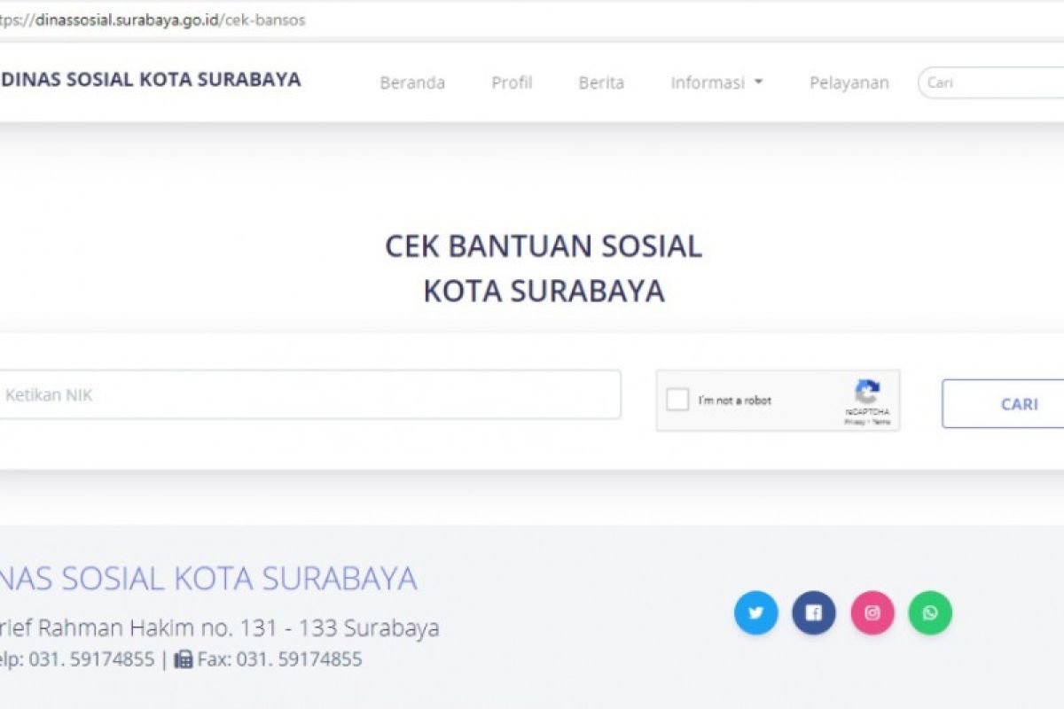 Data penerima bansos di Kota Surabaya bisa dicek melalui laman dinsos