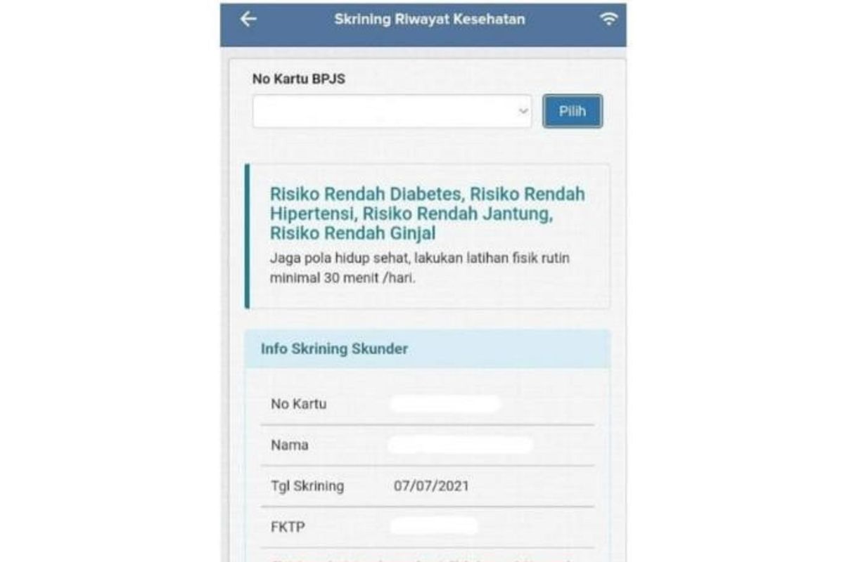 Aplikasi Mobile JKN sediakan layanan penapisan riwayat kesehatan