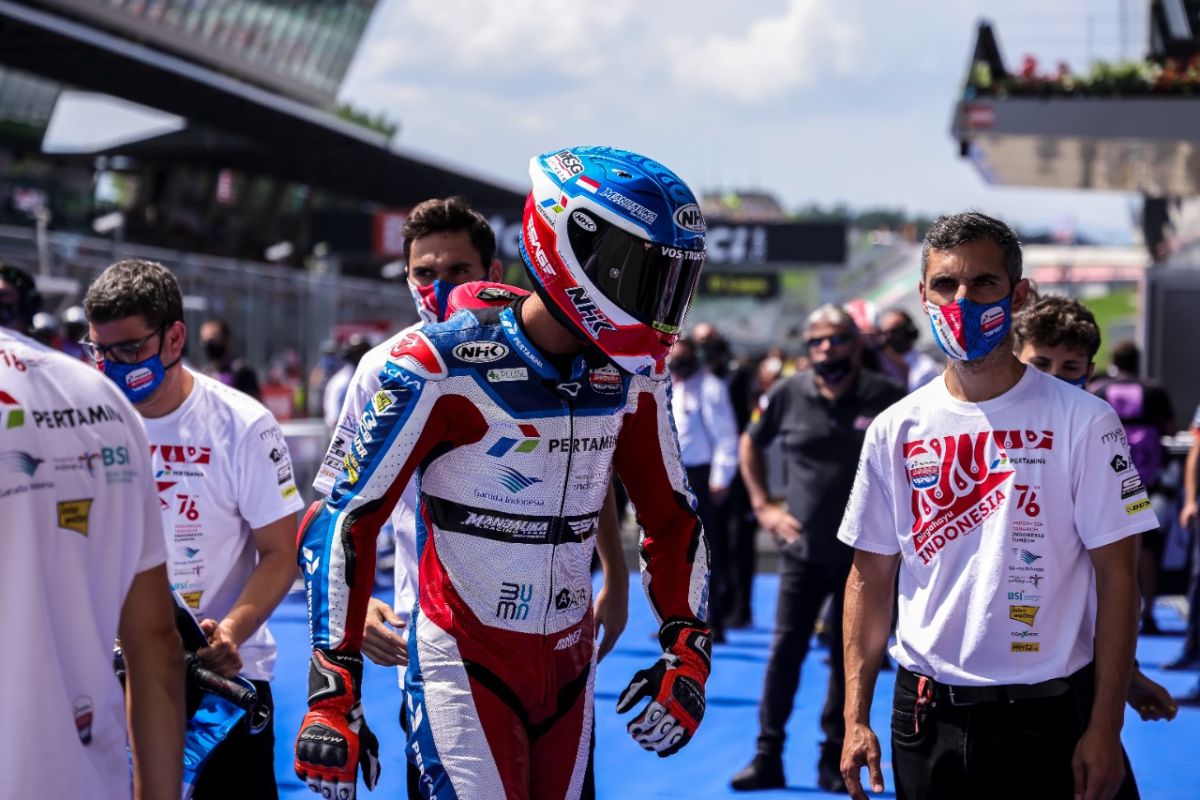 Pertamina Mandalika pakai atribut Dirgahayu Indonesia di Moto2 Austria