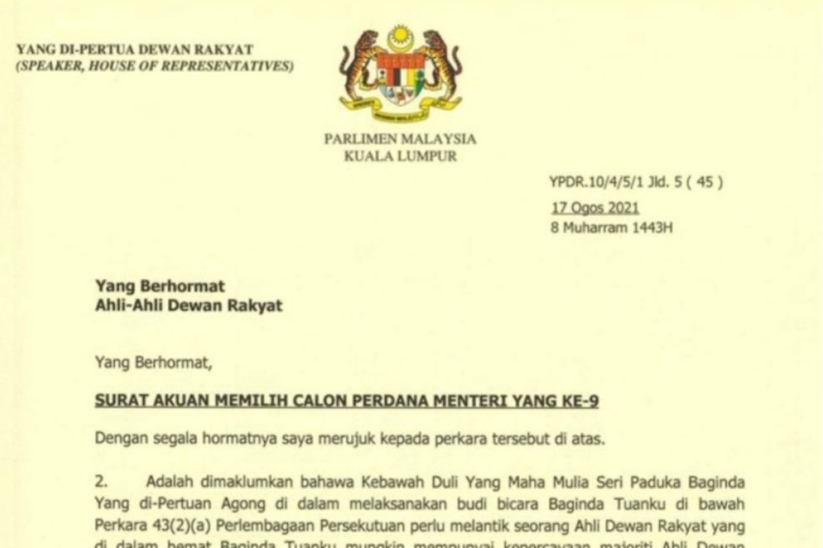 Anggota parlemen Malaysia diminta ajukan calon PM