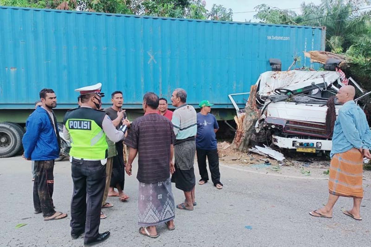 Sopir dan kernet kritis usai tabrak pohon