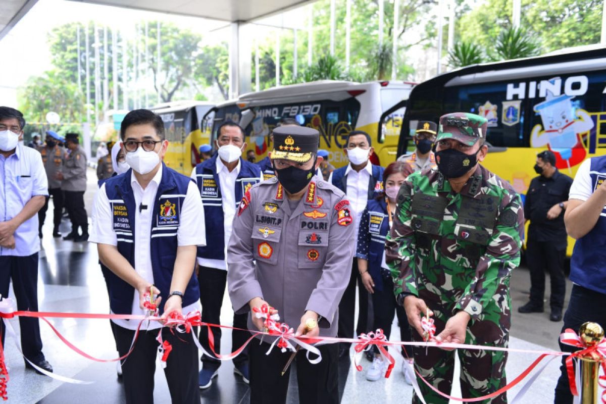 Kapolri lepas 34 bus vaksin COVID-19 keliling untuk warga pinggiran