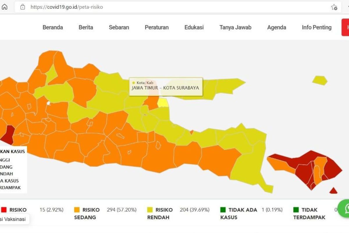 Surabaya masuk zona kuning untuk pertama kalinya selama pandemi