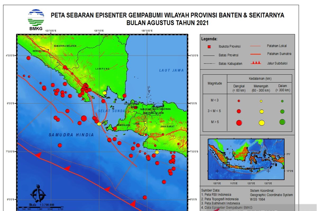 BMKG: Selama Agustus Banten dan sekitarnya diguncang 85 gempa bumi