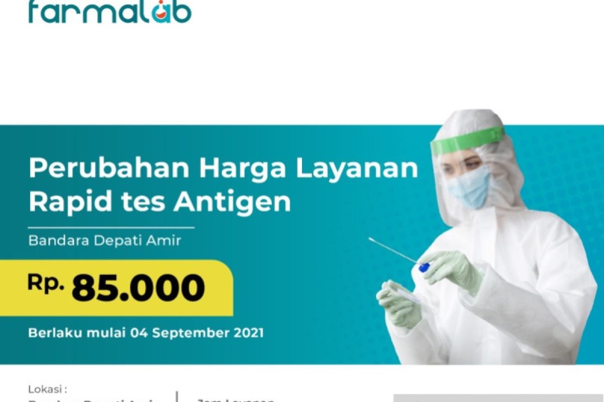 Tarif rapid test antigen skrining COVID-19 di Airport Health Center bandara AP II Turun jadi 85 ribu