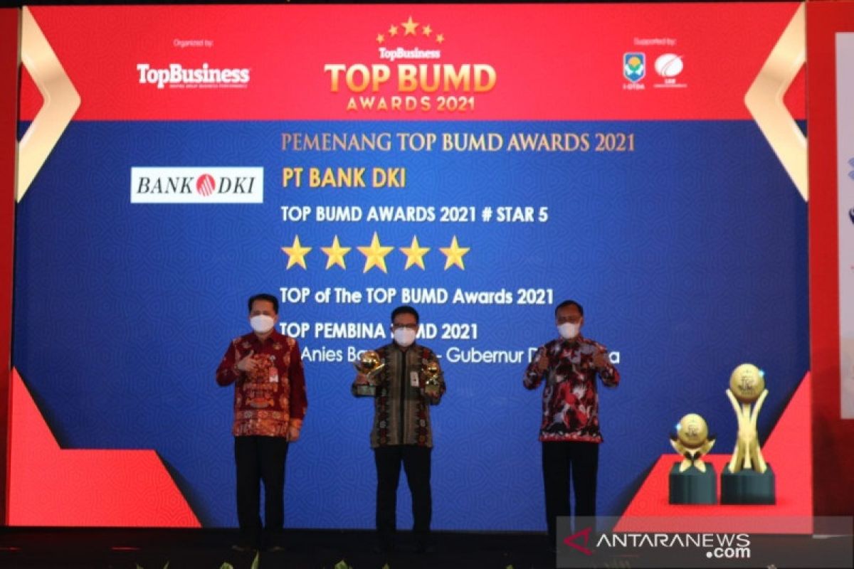 Bank DKI kembali raih penghargaan"Top of the Top" di ajang Top BUMD Awards 2021