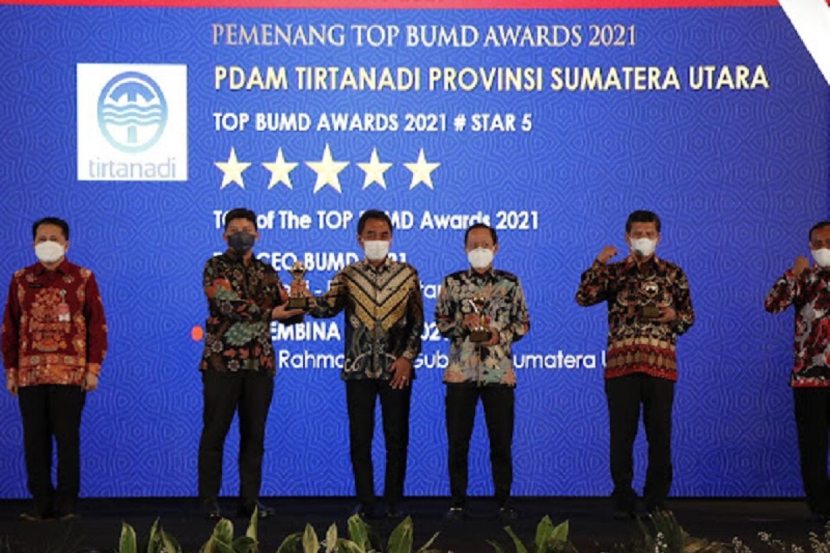 PDAM Tirtanadi raih TOP BUMD Awards 2021 kategori Bintang 5