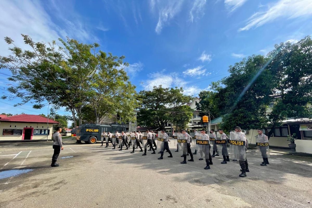 Samapta Polda Gorontalo latihan Dalmas tingkatkan kemampuan