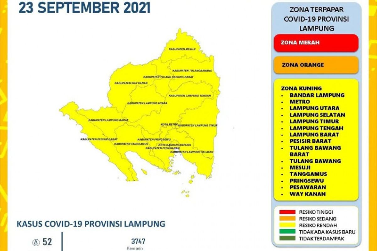 Dinkes laporkan kasus harian COVID-19 di Lampung bertambah 52 orang