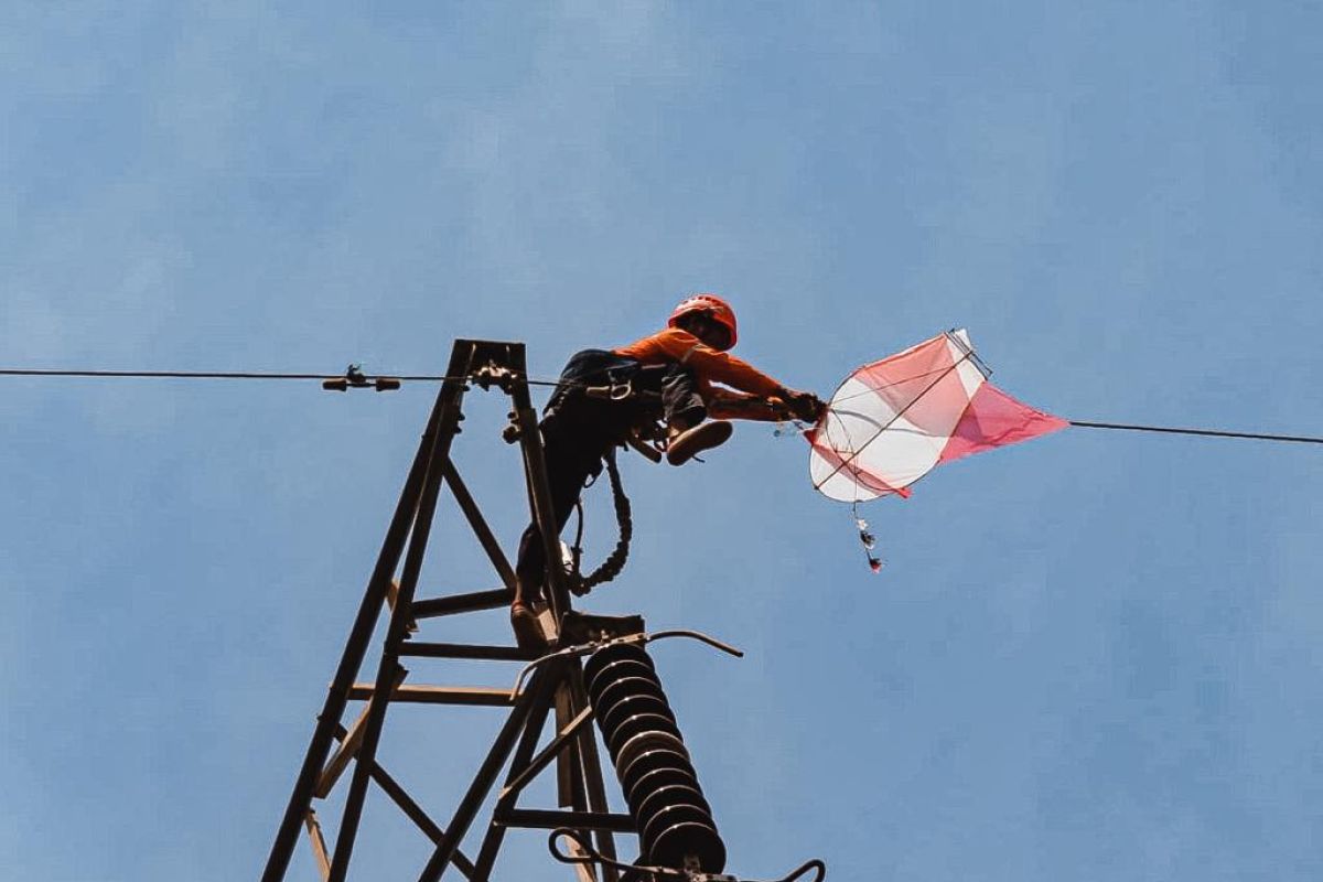 PLN turunkan puluhan layang-layang pengganggu jaringan listrik di Madura