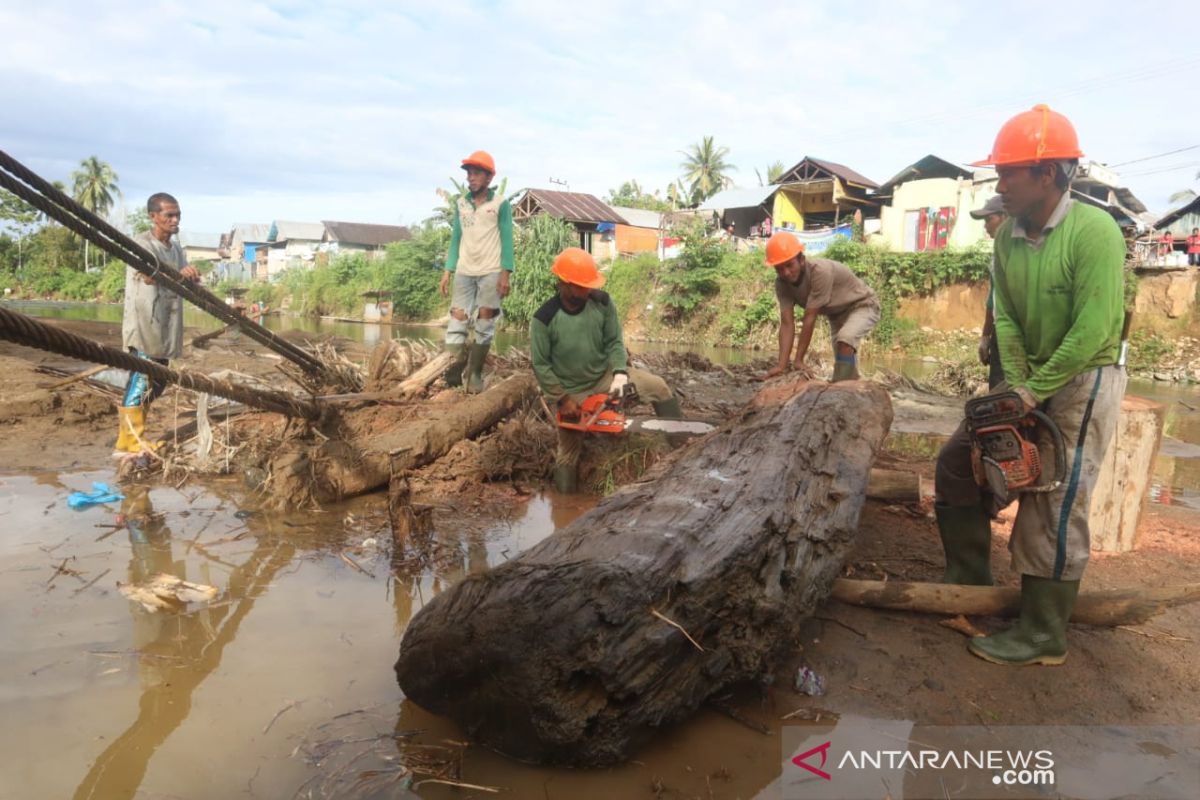 Walhi, UNDP clean after-flood debris in South Kalimantan's HST