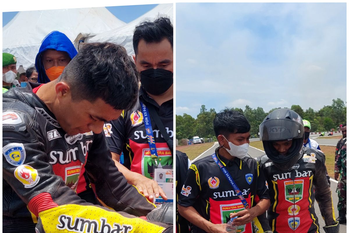 Dua pebalap motor Sumbar terjatuh  di perlombaan kelas beregu PON Papua