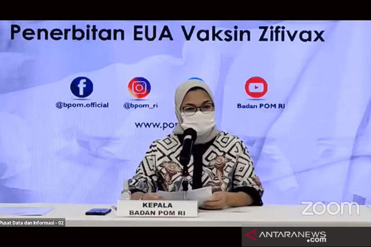 BPOM keluarkan izin EUA vaksin Zifivax