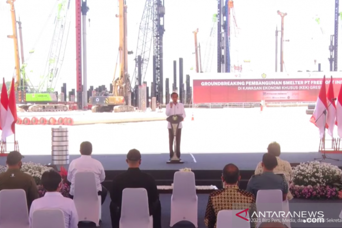 Widodo presides over Freeport Indonesia's smelter groundbreaking