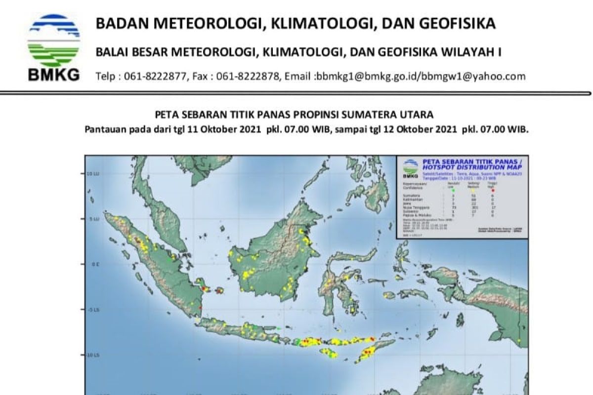 BMKG: Terpantau 15 titik panas di  Sumut