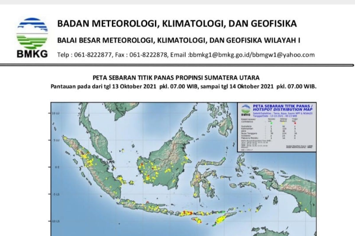 BMKG: Terpantau 31 titik panas di  Sumatera Utara