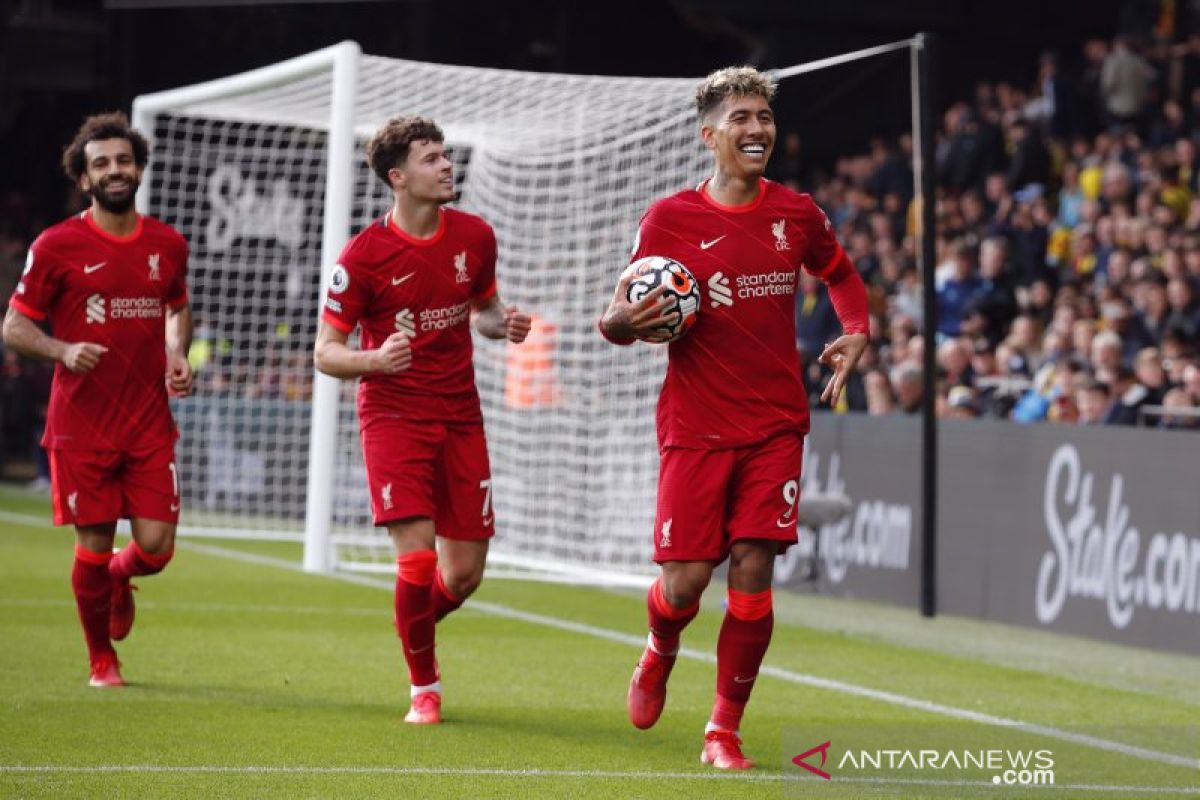 Firmino cetak trigol saat Liverpool tekuk Watford 5-0