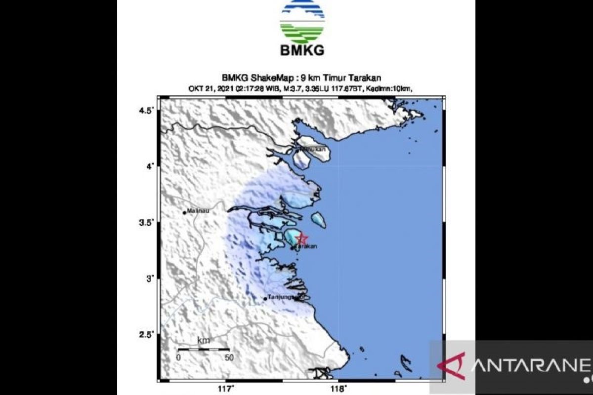 Gempa bumi tektonik dengan magnitudo 3,7 guncang Tarakan, Kalimantan Utara