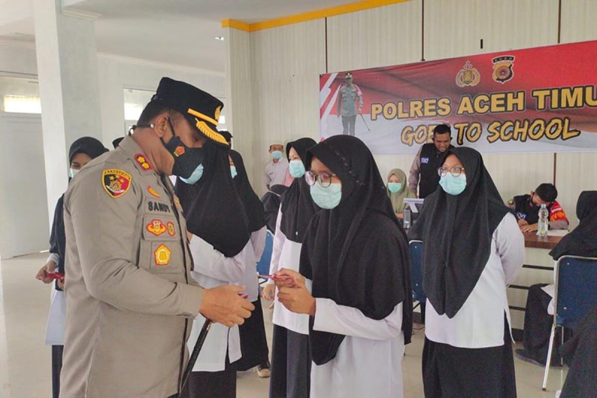 Polisi sasar sekolah di Aceh Timur untuk percepatan program vaksinasi