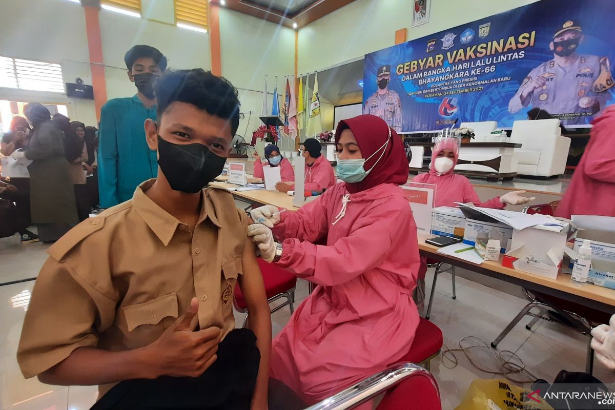 Telah mencapai 96,95 persen realisasi vaksinasi untuk pelajar di Pariaman