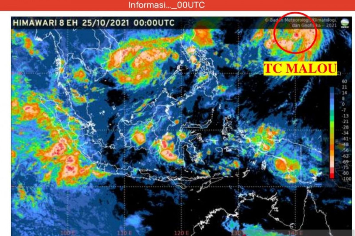 Intensitas Siklon Tropis Malou diperkirakan meningkat 24 jam ke depan