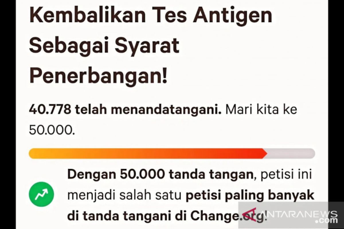 40.000 lebih orang  teken petisi penolakan tes PCR penerbangan