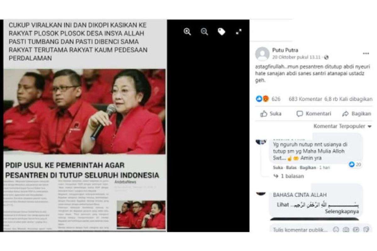 Sepekan, Hoaks PDIP usul tutup pesantren, hingga kapal angkut tank