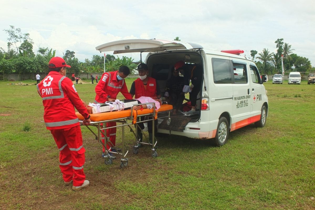 Simulasi bencana longsor, PMI Jember tanggap darurat tuntas