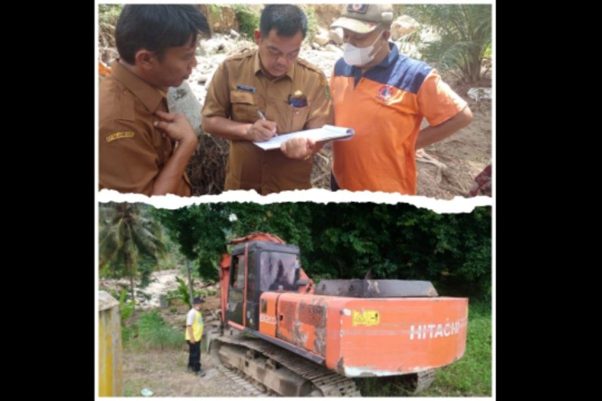 Pemkab Tapsel turunkan excavator untuk evakuasi material banjir Sayur Matinggi