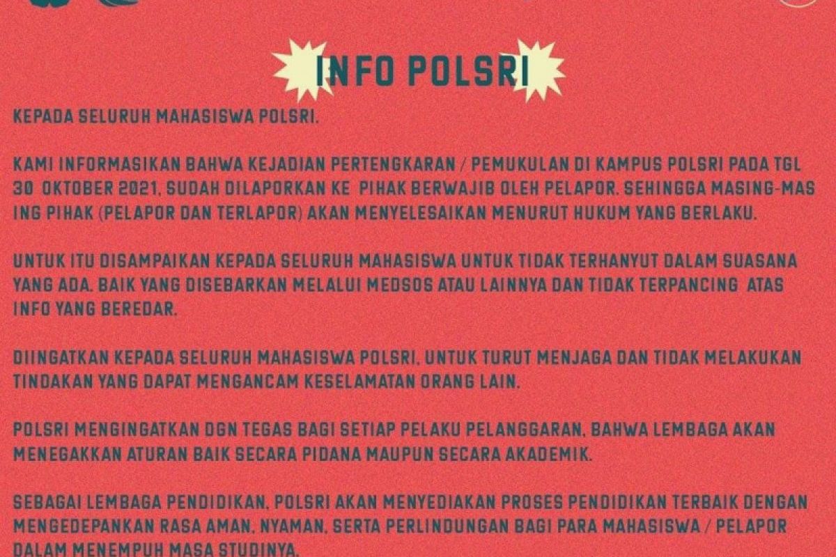 Mahasiswa Politeknik Sriwijaya Palembang diminta tak terprovokasi peristiwa perkelahian