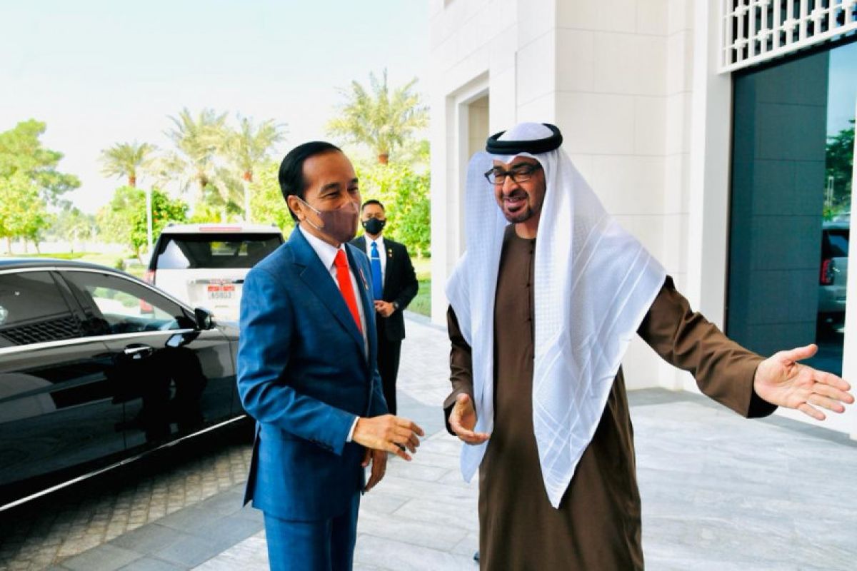 Putra Mahkota Abu Dhabi sambut Presiden Jokowi saat tiba di Al-Shatie