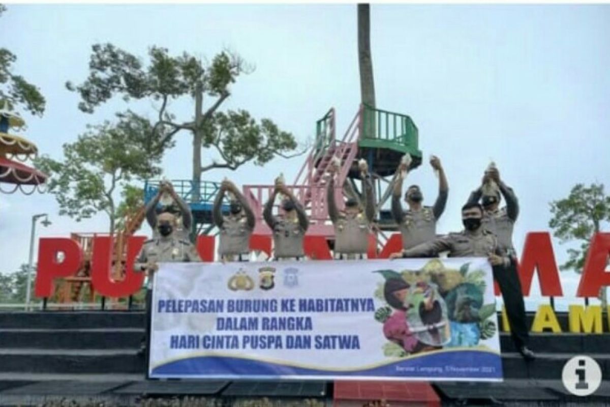 Ditlantas Polda Lampung lepas 500 ekor burung ke habitatnya