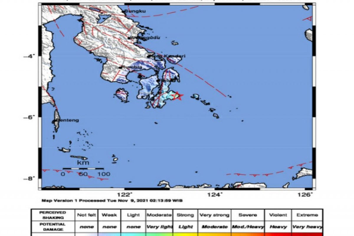 Gempa dengan magnitudo 4,7 guncang wilayah Lasalimu Kabupaten Buton Sultra