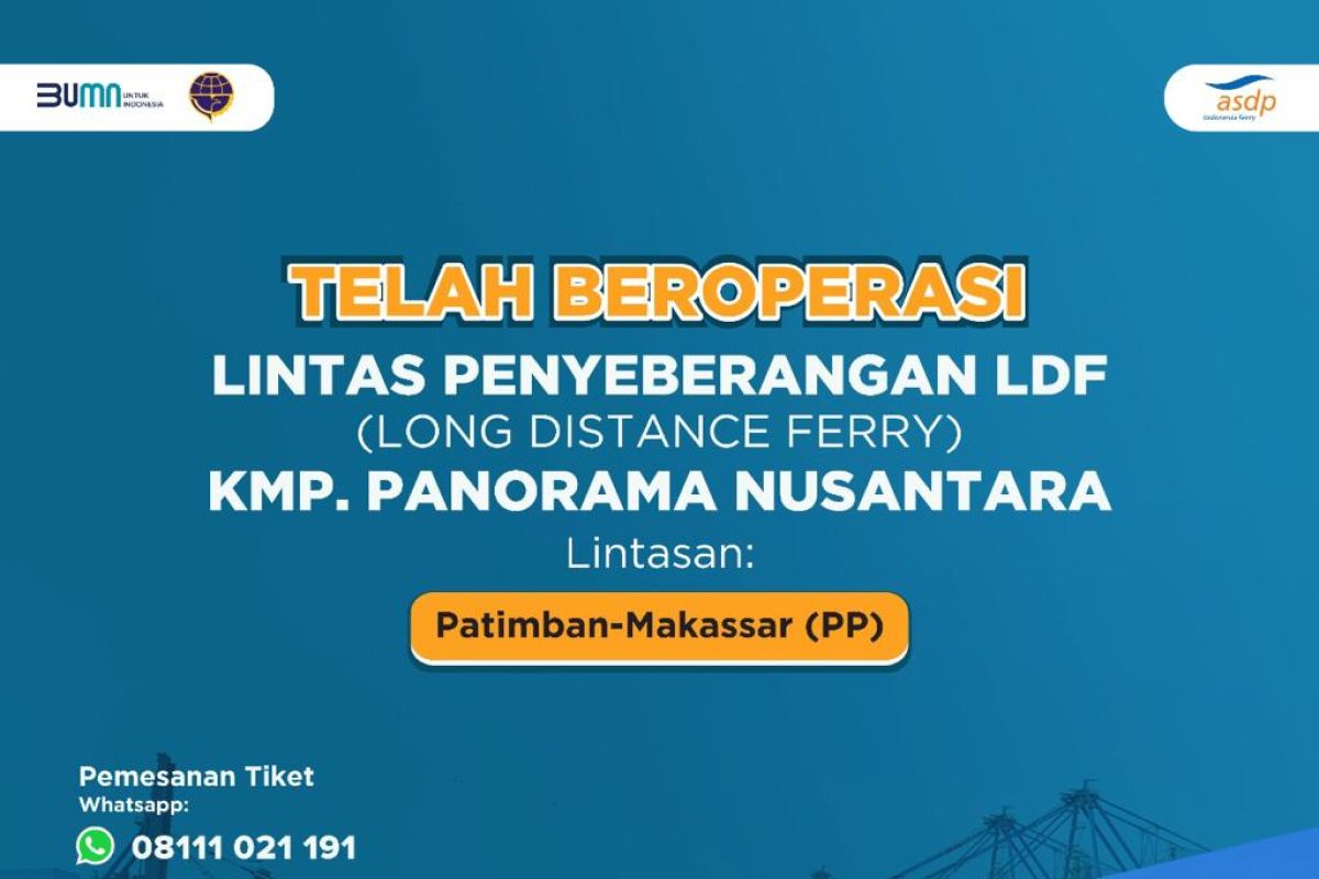 ASDP oprasikan layanan ferry jarak jauh dengan rute Patimban-Makassar