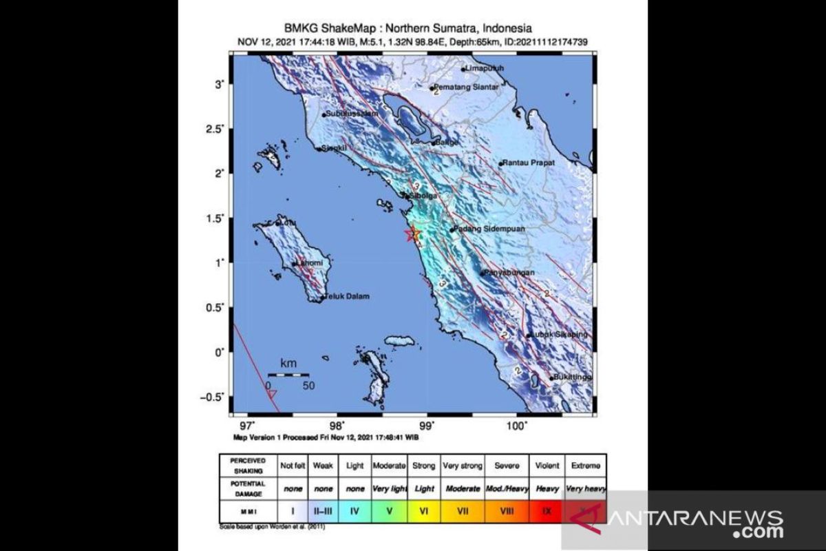 Gempa magnitudo 5,1 Tapanuli Selatan gempa bumi menengah akibat subduksi