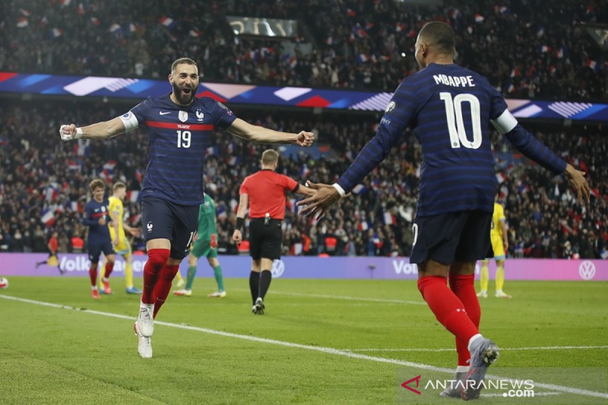 Prancis lolos putaran final Piala Dunia 2022 usai gulung Kazakhstan 8-0