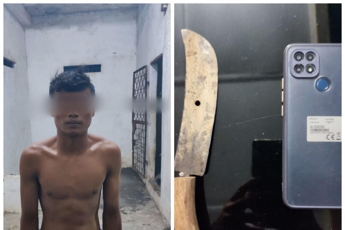 Warga Tanjung Pura amankan pelaku pencurian handphone ke Polsek