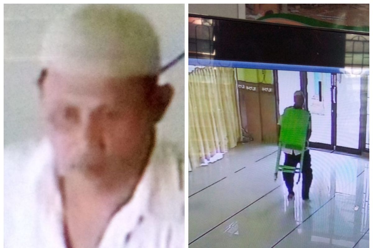Seorang pria terekam CCTV pindahkan kotak infak Masjid Nurul Huda Karang Rejo Stabat ke tempat tersembunyi