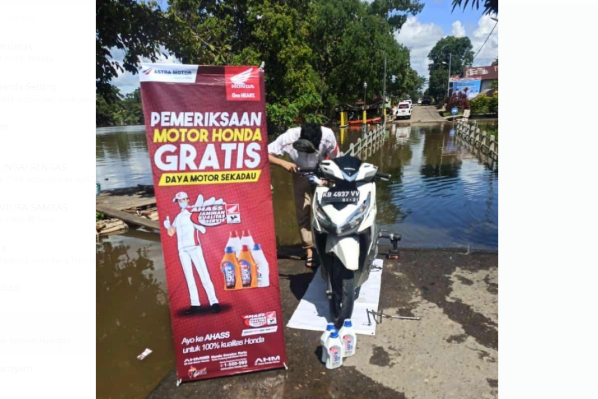 Cek motor gratis, Honda Kalbar bantu korban terdampak banjir